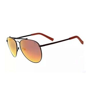 Hurley Aviator Shorebreak Polarized Sunglasses Black & Red/Orange Mirror Unisex